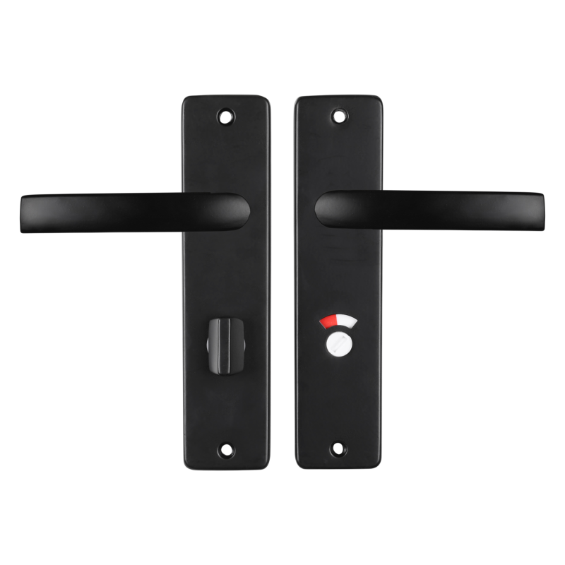 Starx deurkruk op schild 180x41mm WC63/8 zwart deurbeslag.nl