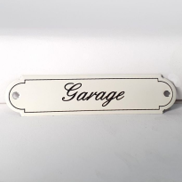 NP-KS-S2-8 TopEmaille Crème deurbordje 'Garage' gebold klassiek 115x27mm 
