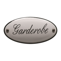 NP-GS-9 TopEmaille wit deurbordje 'Garderobe' ovaal 100x50mm