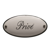NP-GS-17 TopEmaille wit deurbordje 'Privé' ovaal 100x50mm