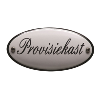 NP-GS-18 TopEmaille wit deurbordje 'Provisiekast' ovaal 100x50mm
