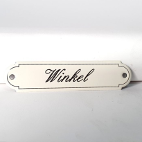 Deurbordje emaille 'Winkel' gebold klassiek