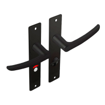 Dulimex zwart binnendeurbeslag klink/klink blokmodel op kortschild, WC63/8 set