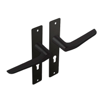 Dulimex zwart binnendeurbeslag klink/klink duimmodel op kortschild, PC55 set
