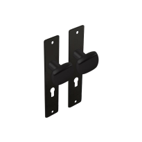 Dulimex zwart binnendeurbeslag knop/knop trapeziummodel op kortschild, PC55 set
