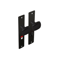 Dulimex zwart binnendeurbeslag knop/knop trapeziummodel op kortschild, WC63/8 set