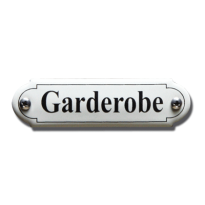 Emaille deurbordje 'Garderobe' gebold klassiek, 80x22mm