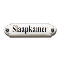NP-KS-R1-19 TopEmaille Crème deurbordje 'Slaapkamer' gebold klassiek 80x22mm