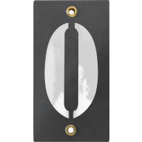 Emaille industrieel grijs huisnummerbord '0' met witte cijfers, 100x40 mm