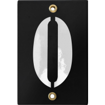 Emaille industrieel zwart huisnummerbord '0' met witte cijfers, 120x80 mm