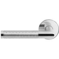 GPF deurklink op ronde rozet, Haka, links-/ rechtswijzend, RVS