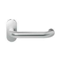 GPF1005.04 deurkruk op ovale rozet Hoa paar RVS, 70x32x10mm