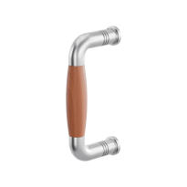 GPF4936.09A deurgreep Ika RVS geborsteld/kersenhout gebogen 130x60/114mm