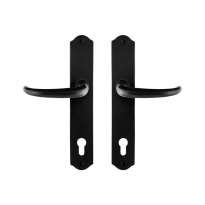 GPF6205.60 smeedijzer zwarte deurkruk Uhka op schild PC92, 238x41x4mm