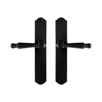 GPF6210.60 smeedijzer zwarte deurkruk Mela op schild blind, 238x41x4mm