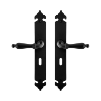 GPF6215.60 smeedijzer zwarte deurkruk Muki op lang schild BB56, 291x41x4mm