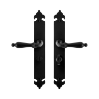 GPF6215.60 smeedijzer zwarte deurkruk Muki op langschild WC55/8, 291x41x4mm