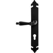 GPF6215.60L/R smeedijzer zwarte deurkruk Muki op langschild PC72 291x41x4mm, links-/rechtswijzend