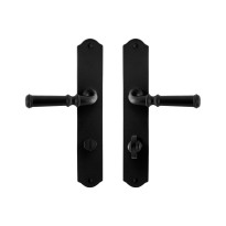 GPF6220.60 smeedijzer zwarte deurkruk Meri op schild WC72/8, 238x41x4mm