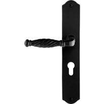 GPF6225.60L/R smeedijzer zwarte deurkruk Meri op schild PC55 238x41x4mm, links-/rechtswijzend