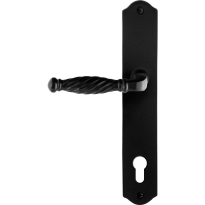 GPF6225.60L/R smeedijzer zwarte deurkruk Tuli op schild PC92 238x41x4mm, links-/rechtswijzend