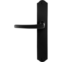 GPF6230.60L/R smeedijzer zwarte deurkruk Eno op schild 238x41x4mm, links-/rechtswijzend