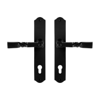 GPF6245.60 smeedijzer zwarte deurkruk Nokka op schild PC85, 238x41x4mm
