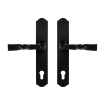 GPF6245.60 smeedijzer zwarte deurkruk Nokka op schild PC92, 238x41x4mm