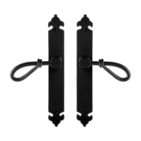 GPF6255.60 smeedijzer zwarte deurkruk Sula op langschild blind, 291x41x4mm