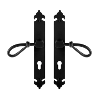 GPF6255.60 smeedijzer zwarte deurkruk Sula op langschild PC72, 291x41x4mm