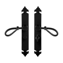 GPF6255.60 smeedijzer zwarte deurkruk Sula op langschild WC55/8, 291x41x4mm