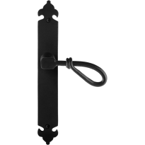GPF6255.60R smeedijzer zwarte deurkruk Sula op langschild blind 291x41x4mm, rechtswijzend