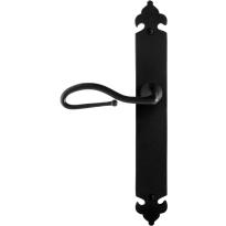 GPF6260.60L smeedijzer zwarte deurkruk Lumi op langschild blind 291x41x4mm, linkswijzend