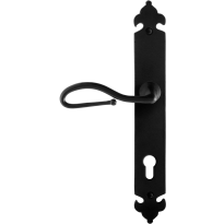 GPF6260.60L smeedijzer zwarte deurkruk Lumi op langschild PC85 291x41x4mm, linkswijzend