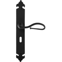 GPF6260.60R smeedijzer zwarte deurkruk Lumi op langschild BB56 291x41x4mm, rechtswijzend