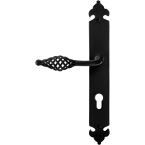 GPF6265.60L/R smeedijzer zwarte deurkruk Tane op langschild PC72 291x41x4mm, links-/rechtswijzend