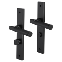 Impresso Aston deurkruk op schild met schroeven rechthoekig 226x41x10mm WC63/8 Zwart