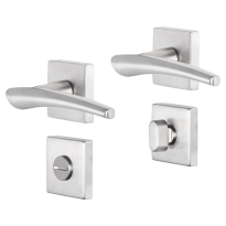 Impresso Boston deurkruk op rozet 53x53x9mm RVS geborsteld met toiletgarnituur