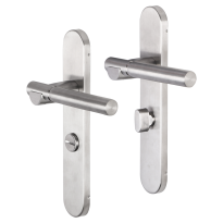 Impresso Bretton deurkruk op schild afgerond 225x41x10mm WC63/8 RVS geborsteld