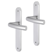 Impresso Burton deurkruk op schild met schroeven afgerond 225x41x10mm blind Aluminium