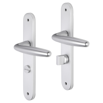 Impresso Cambridge deurkruk op schild met schroeven afgerond 225x41x10mm WC63/8 Aluminium