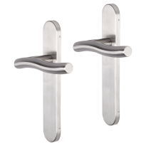Impresso Chester deurkruk op schild afgerond 225x41x10mm blind RVS geborsteld