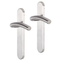 Impresso Conway deurkruk op schild afgerond 225x41x10mm blind RVS geborsteld