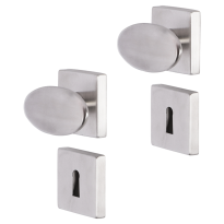 Impresso Derby deurkruk op rozet 53x53x9mm RVS geborsteld met sleutelrozet