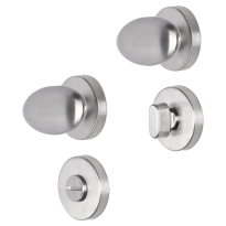 Impresso Derby deurkruk op rozet 53x9mm RVS geborsteld met toiletgarnituur