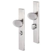Impresso Derby deurkruk op schild rechthoekig 226x41x10mm WC63/8 RVS geborsteld