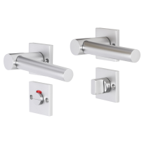 Impresso Dover deurkruk op rozet met schroeven 53x53x9mm Aluminium met toiletgarnituur