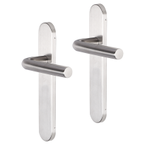 Impresso Dursley deurkruk op schild afgerond 225x41x10mm blind RVS geborsteld