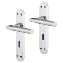 Impresso Galway deurkruk op schild met schroeven afgerond 225x41x10mm BB56 Chroom