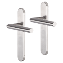 Impresso Harrow deurkruk op schild afgerond 225x41x10mm blind RVS geborsteld